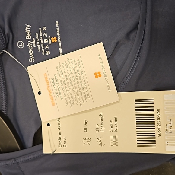 💕SWEATY BETTY💕 Ace Racerback Midi Dress ~ Navy Blue Large L NWT - Picture 12 of 16